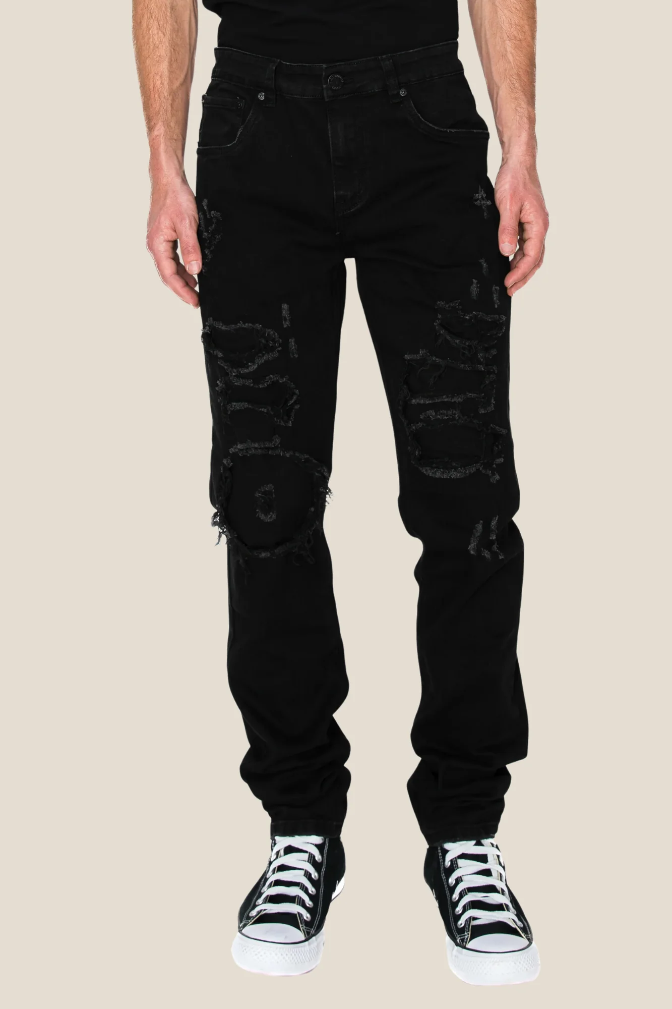 Faded Ripped Repair Denim Jeans - Image 29