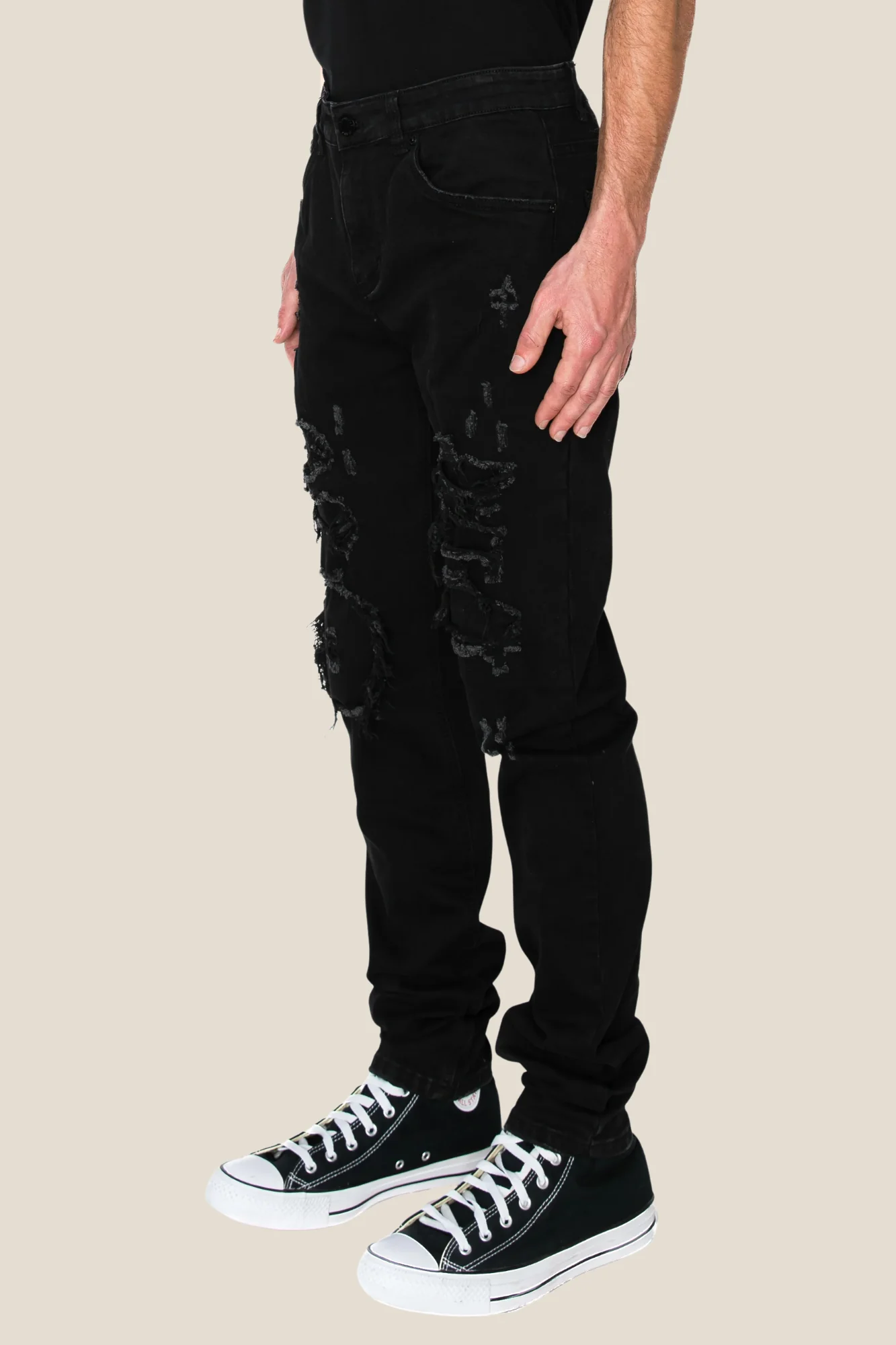 Faded Ripped Repair Denim Jeans - Image 30