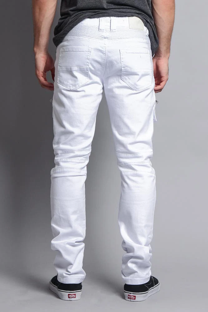 Faded Zipper Cut Cargo Pocket Biker Jeans - Image 13