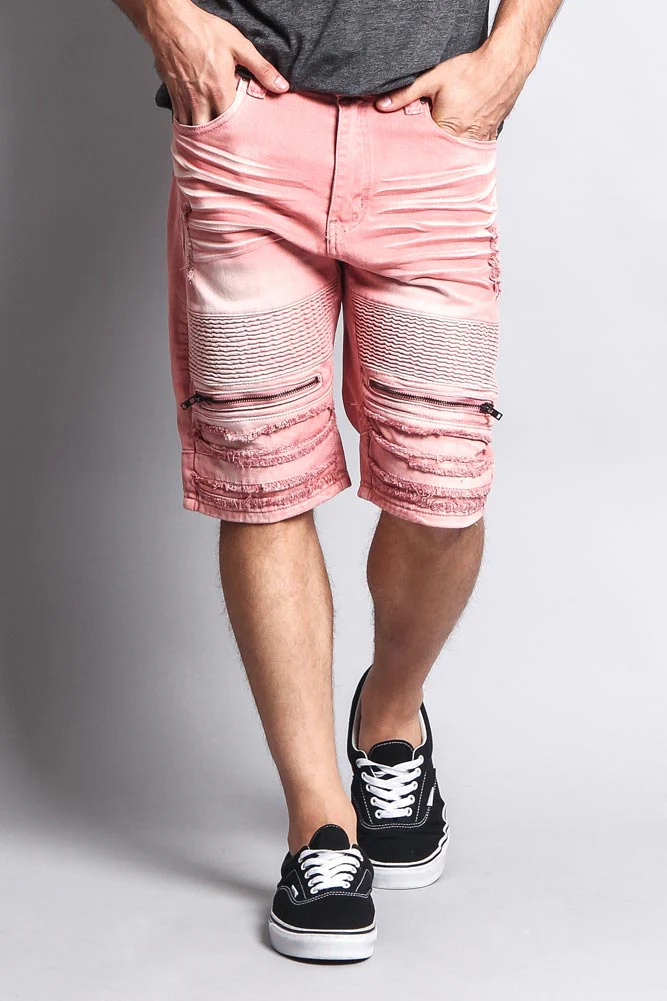 Faded Zipper Front Biker Shorts - Image 11