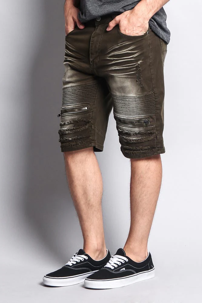Faded Zipper Front Biker Shorts - Image 12