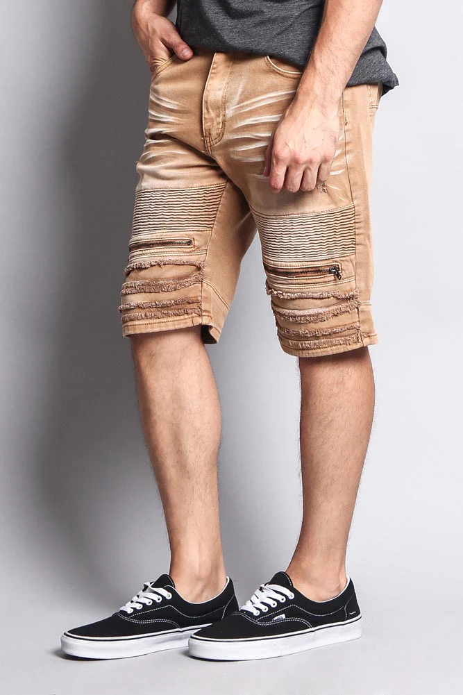 Faded Zipper Front Biker Shorts - Image 17