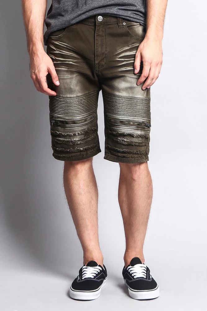 Faded Zipper Front Biker Shorts - Image 2