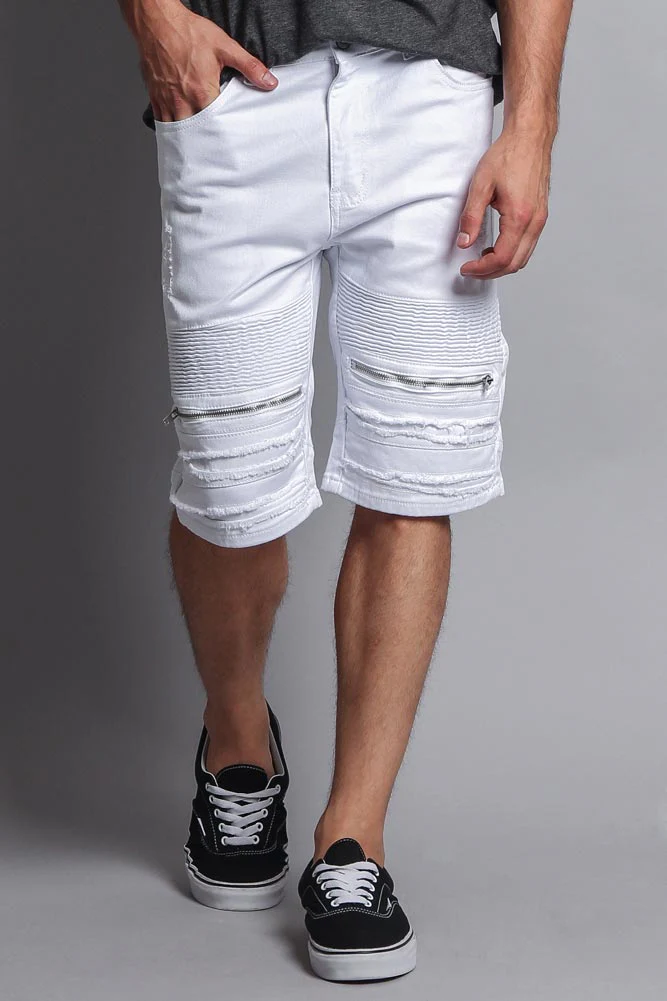 Faded Zipper Front Biker Shorts - Image 25