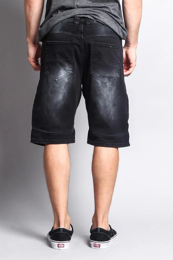 Faded Zipper Front Biker Shorts - Image 5