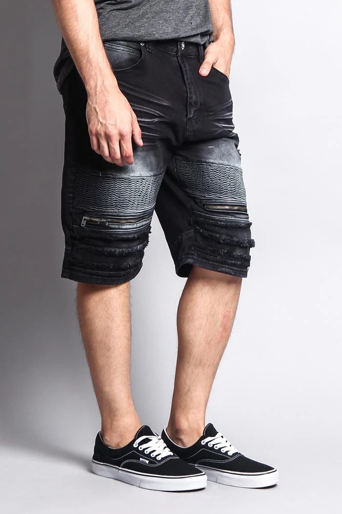 Faded Zipper Front Biker Shorts - Image 6