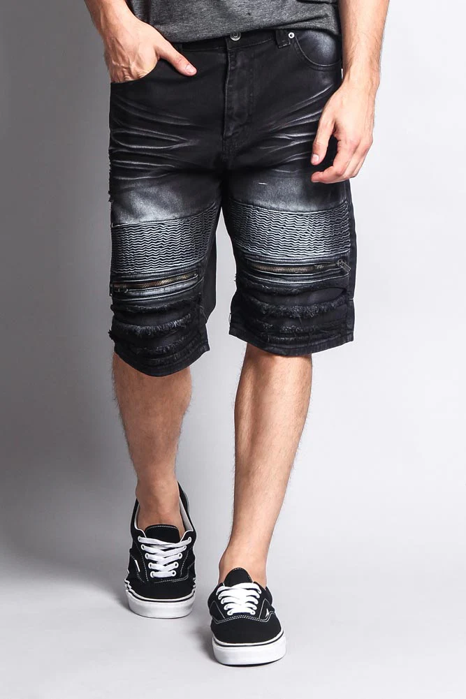 Faded Zipper Front Biker Shorts - Image 7