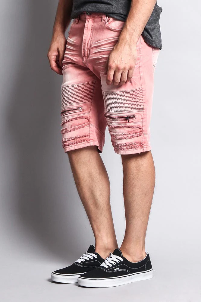 Faded Zipper Front Biker Shorts - Image 8