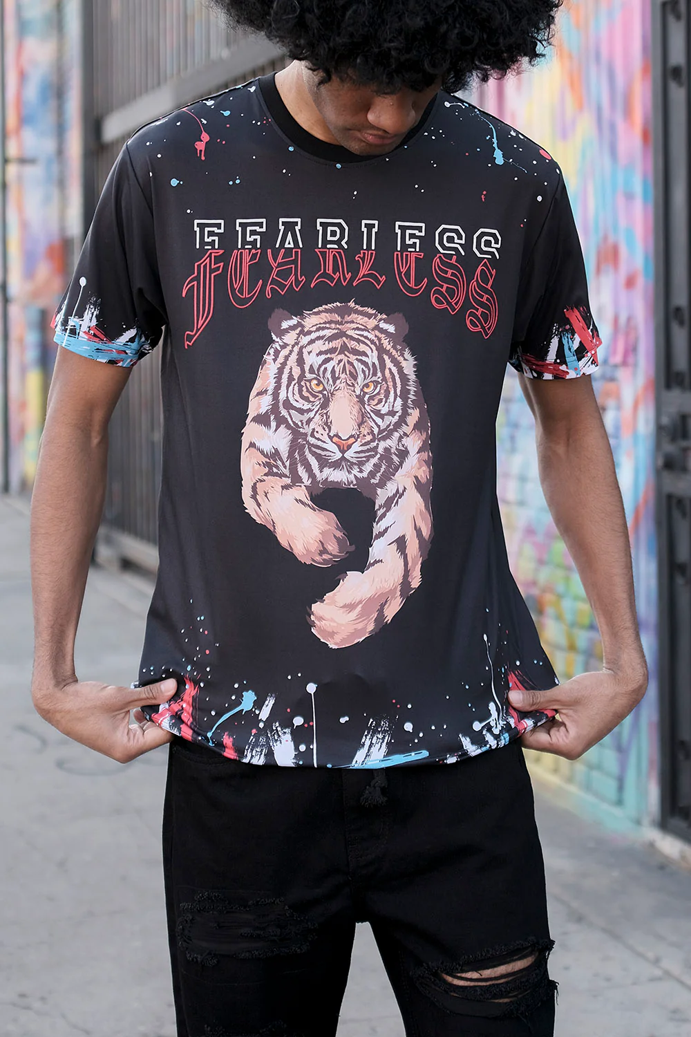 Fearless Tiger Graffiti T-Shirt - Image 14