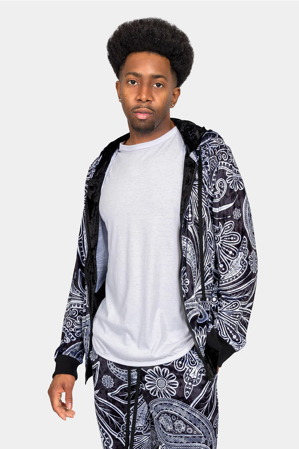 Floral Paisley Velvet Velour Track Suit - Image 5