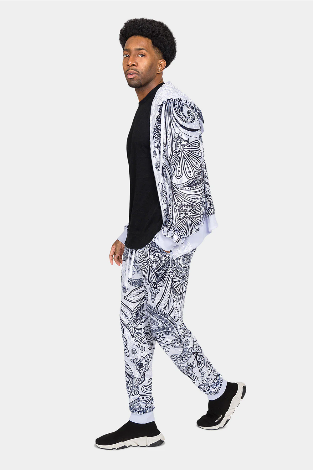 Floral Paisley Velvet Velour Track Suit - Image 8