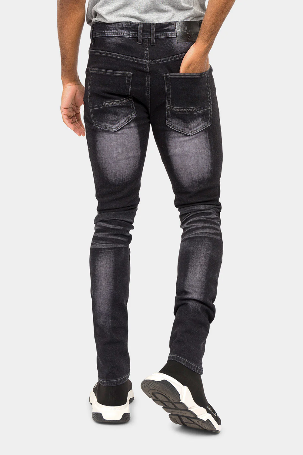 Graffiti Faded Washed Denim Jeans - Image 13
