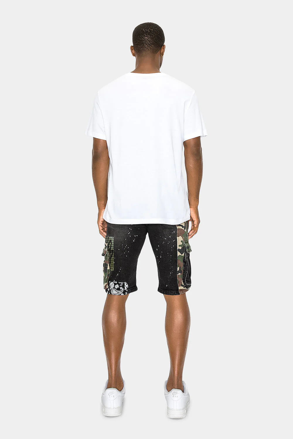 Graffiti Mixed Camo Cargo Denim Shorts - Image 11