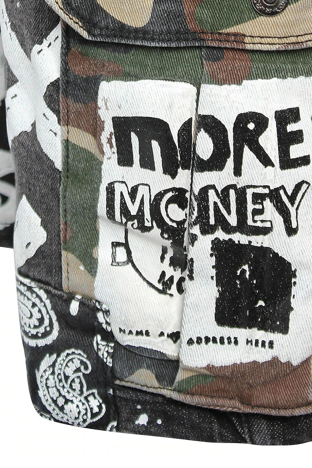 Graffiti Mixed Camo Cargo Denim Shorts - Image 12