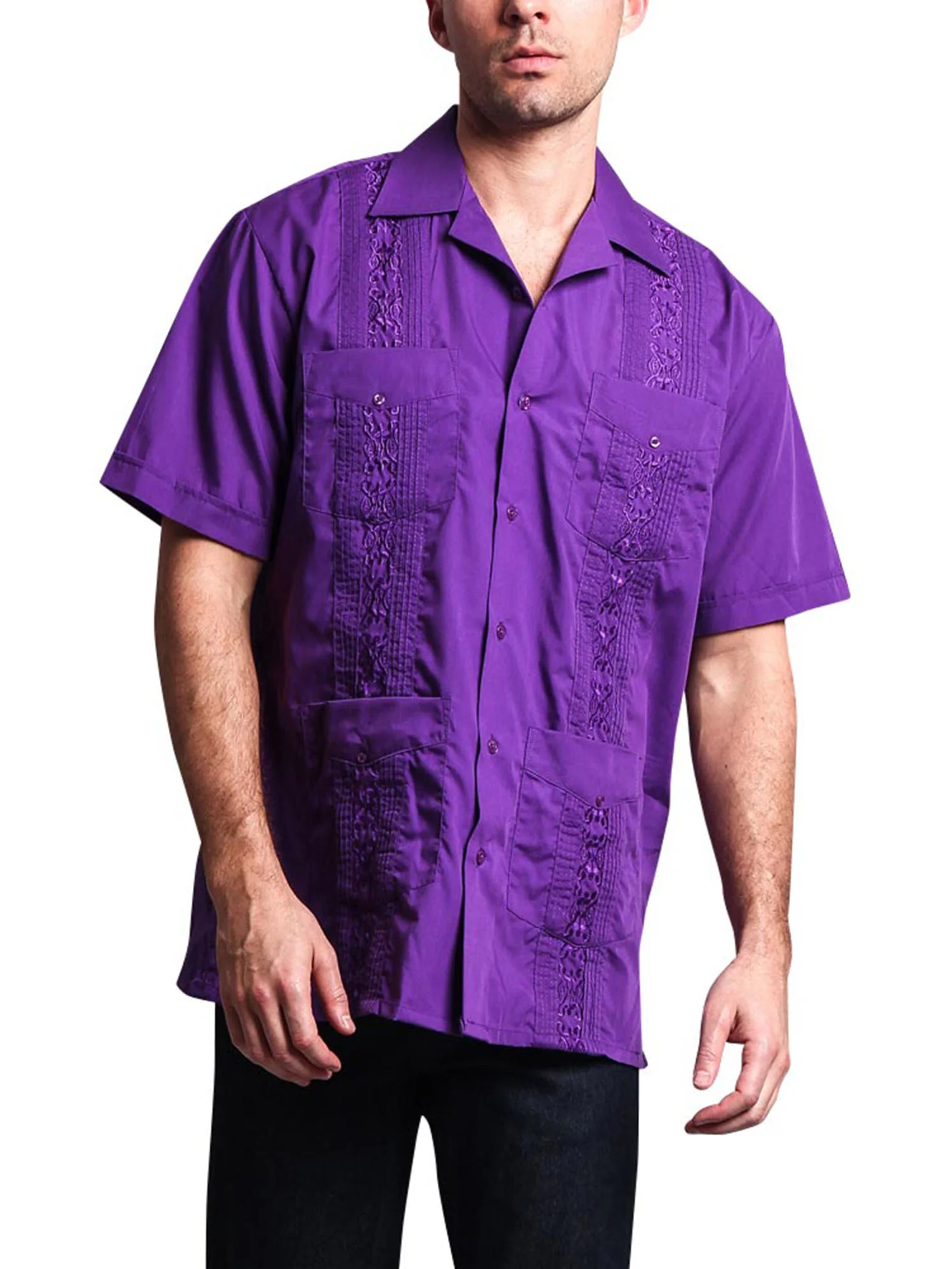Guayabera Embroidered Pleated Cuban Shirt - Image 17