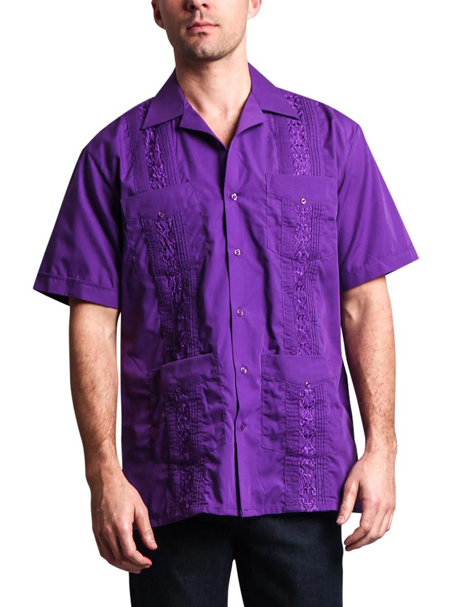 Guayabera Embroidered Pleated Cuban Shirt - Image 19