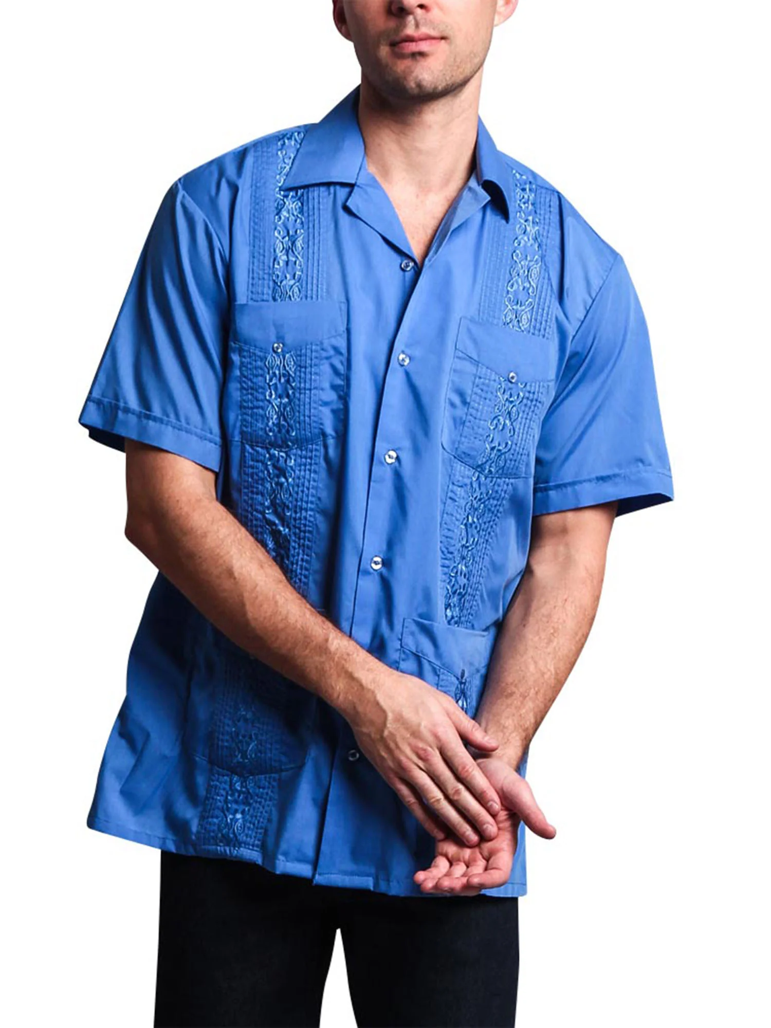 Guayabera Embroidered Pleated Cuban Shirt - Image 47