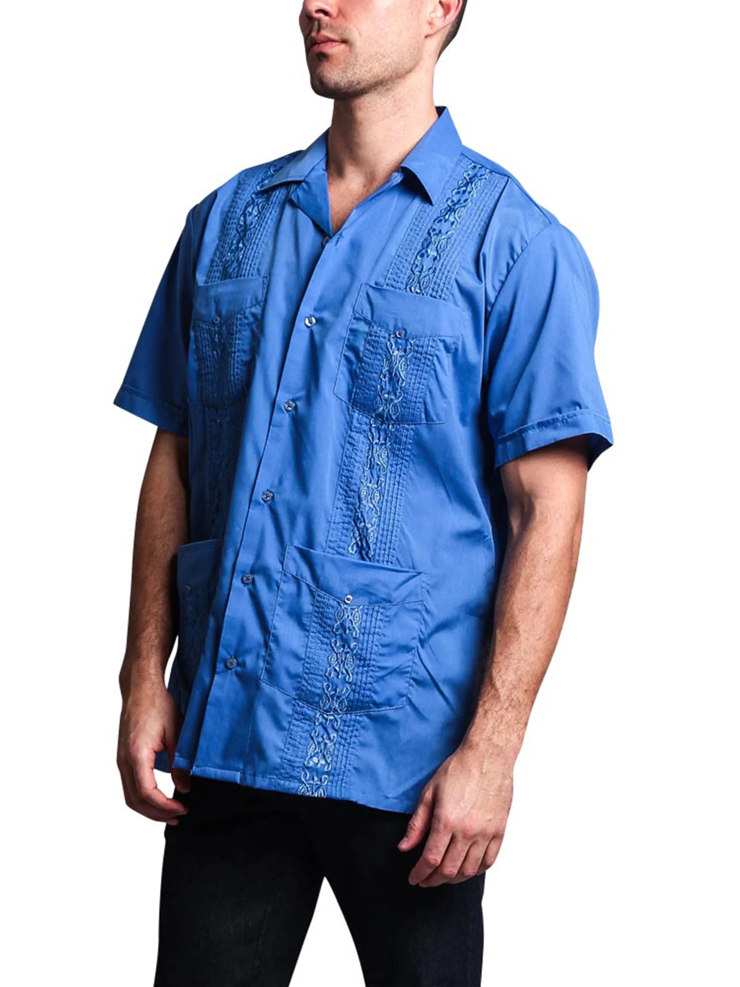 Guayabera Embroidered Pleated Cuban Shirt - Image 48