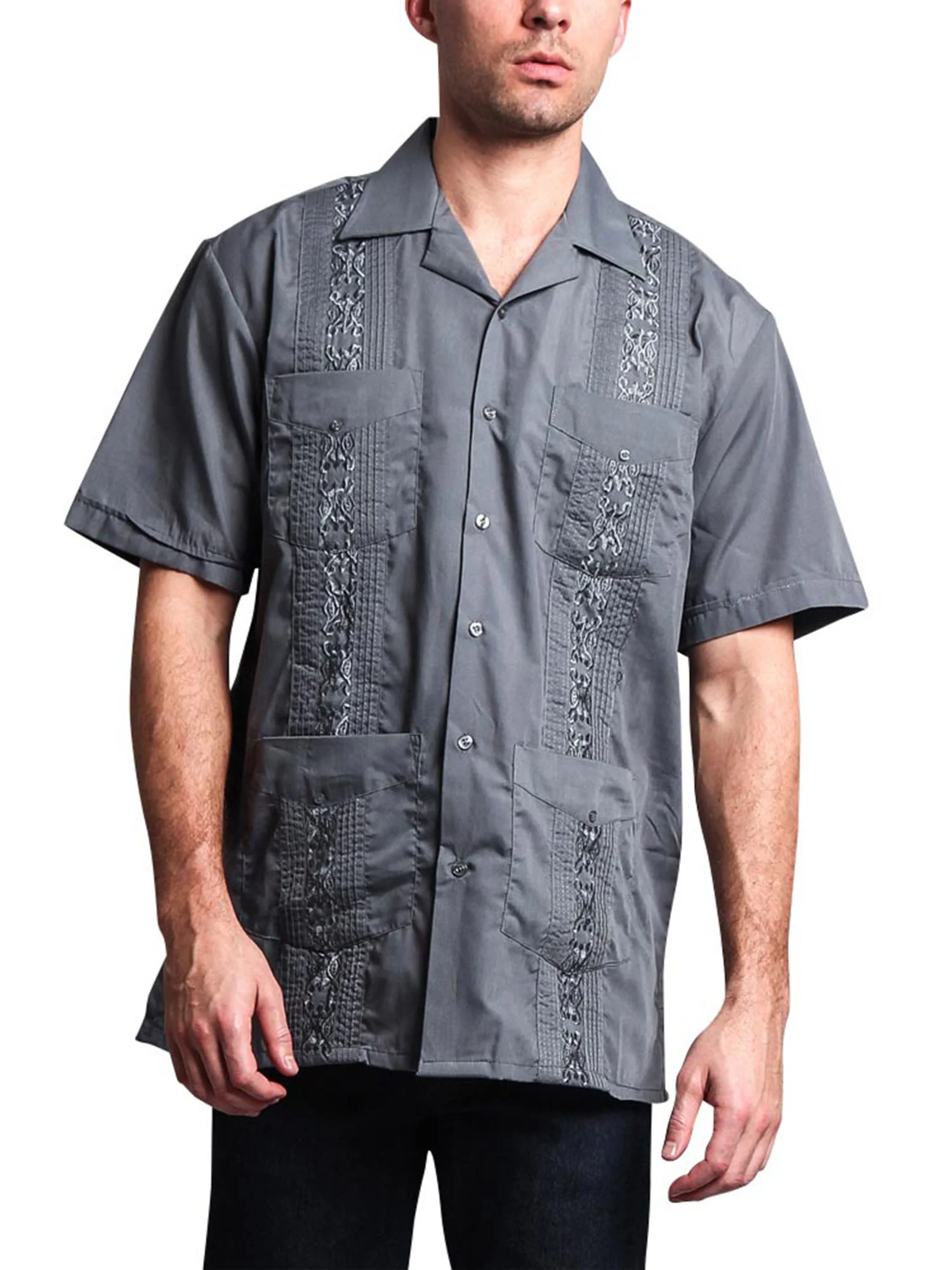 Guayabera Embroidered Pleated Cuban Shirt - Image 57