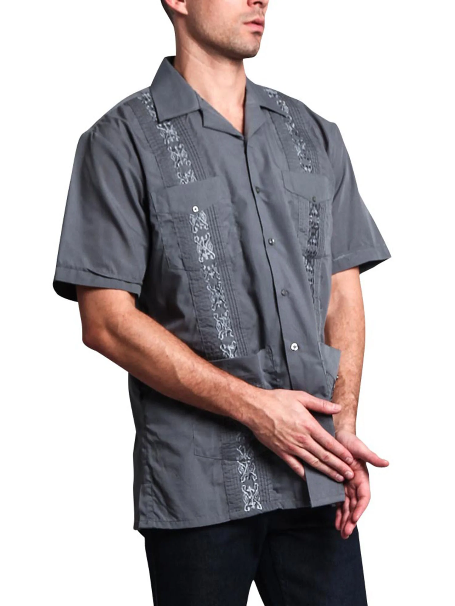 Guayabera Embroidered Pleated Cuban Shirt - Image 58