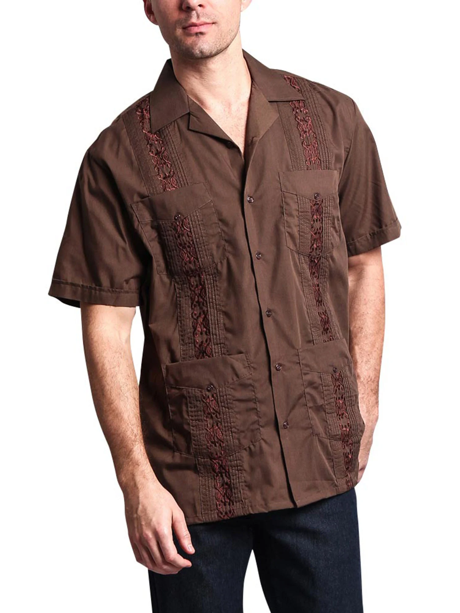 Guayabera Embroidered Pleated Cuban Shirt - Image 62