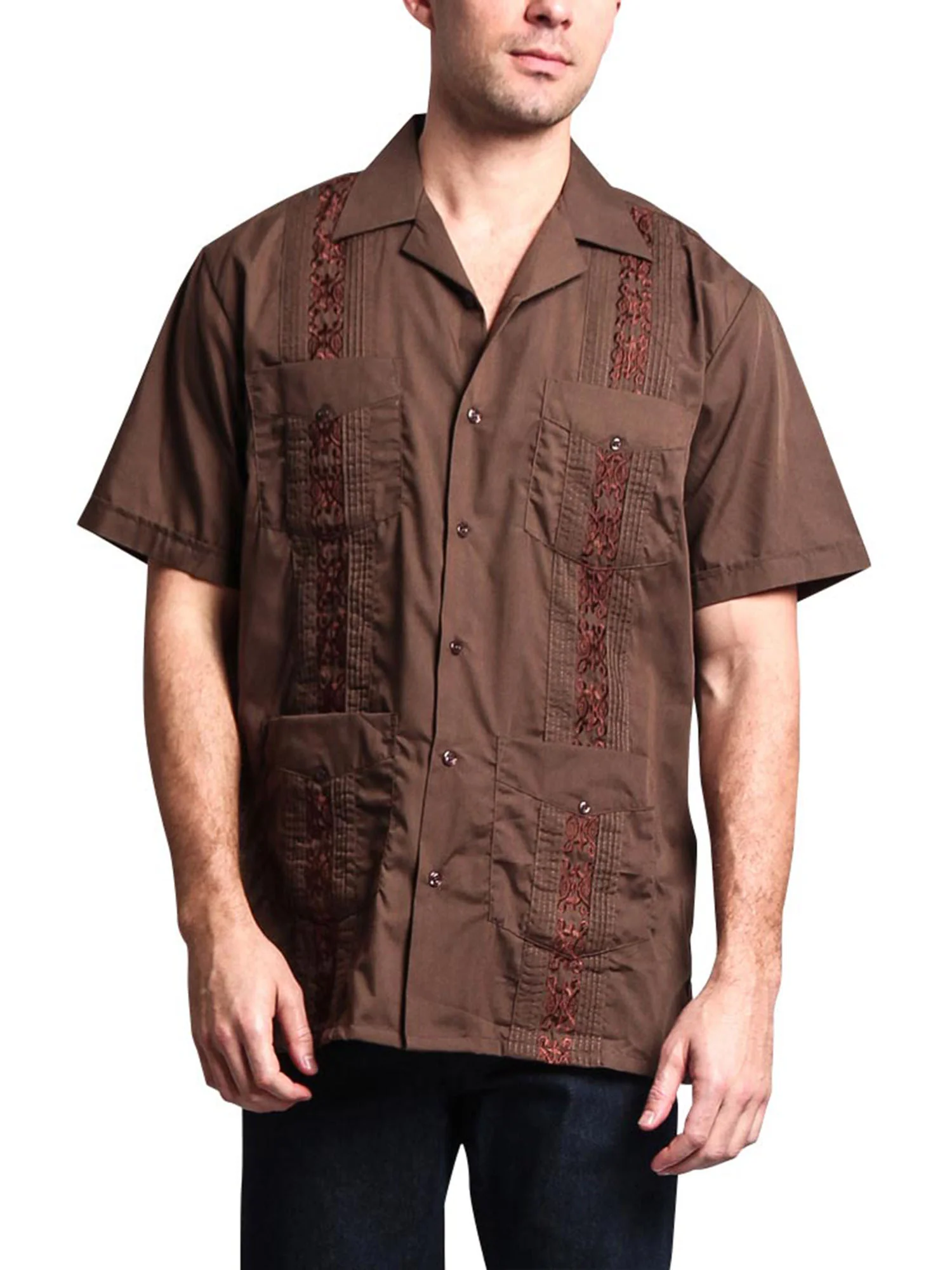 Guayabera Embroidered Pleated Cuban Shirt - Image 65