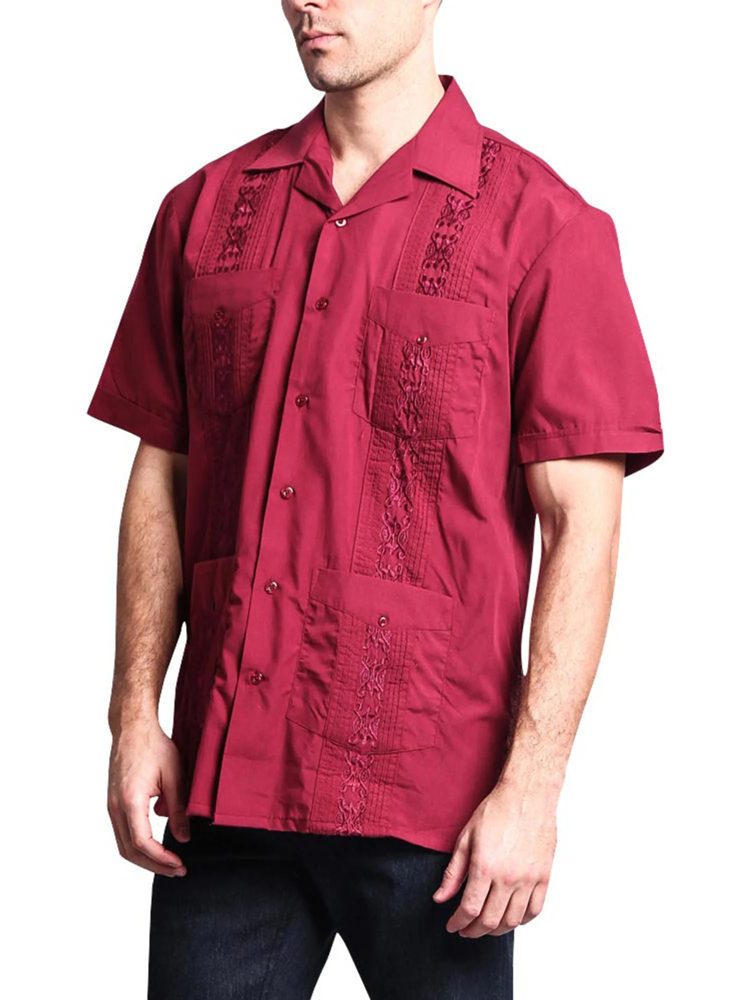 Guayabera Embroidered Pleated Cuban Shirt - Image 66