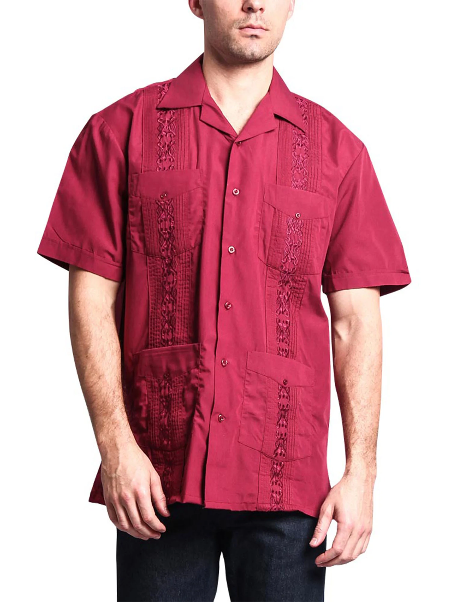 Guayabera Embroidered Pleated Cuban Shirt - Image 68