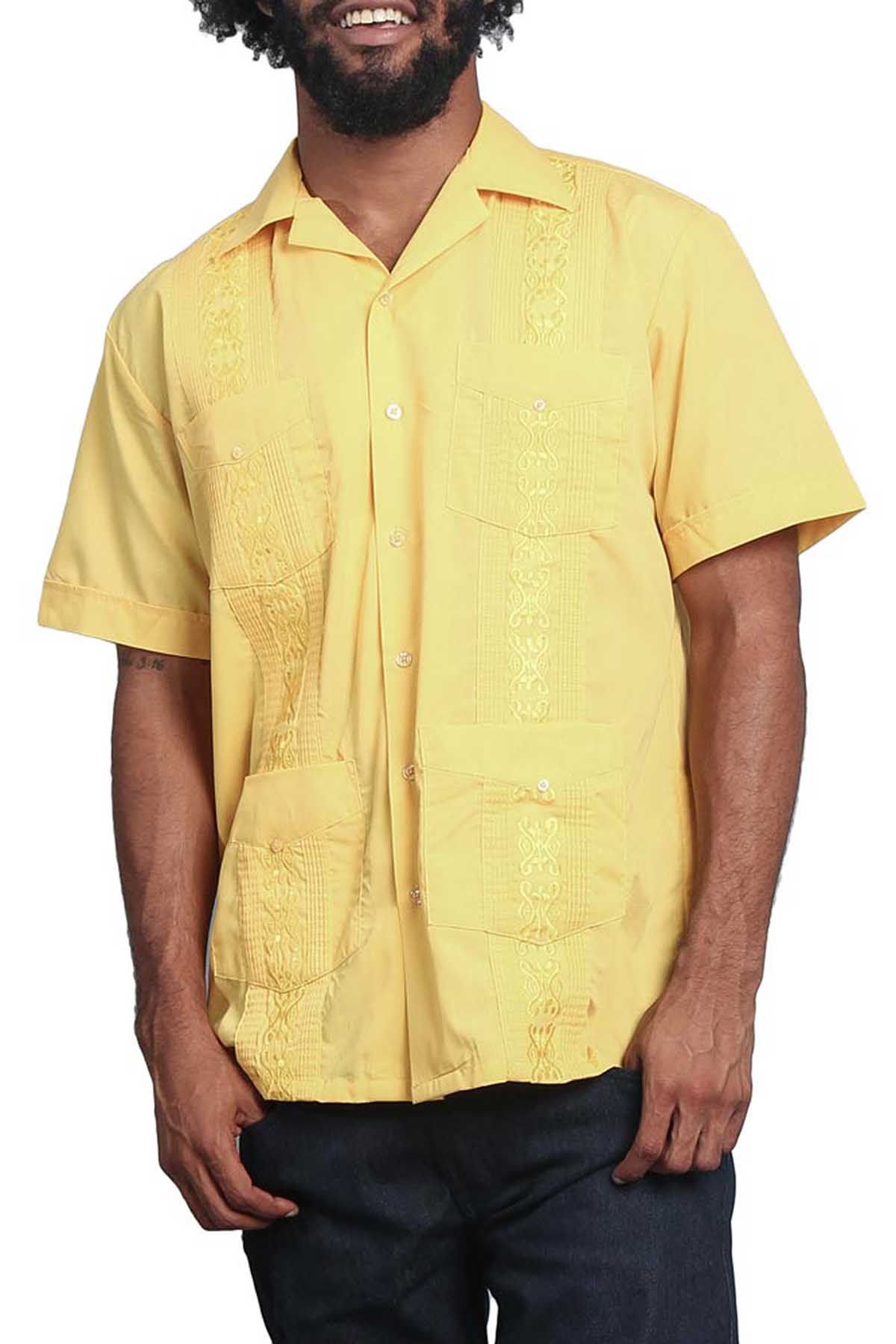Guayabera Embroidered Pleated Cuban Shirt - Image 77