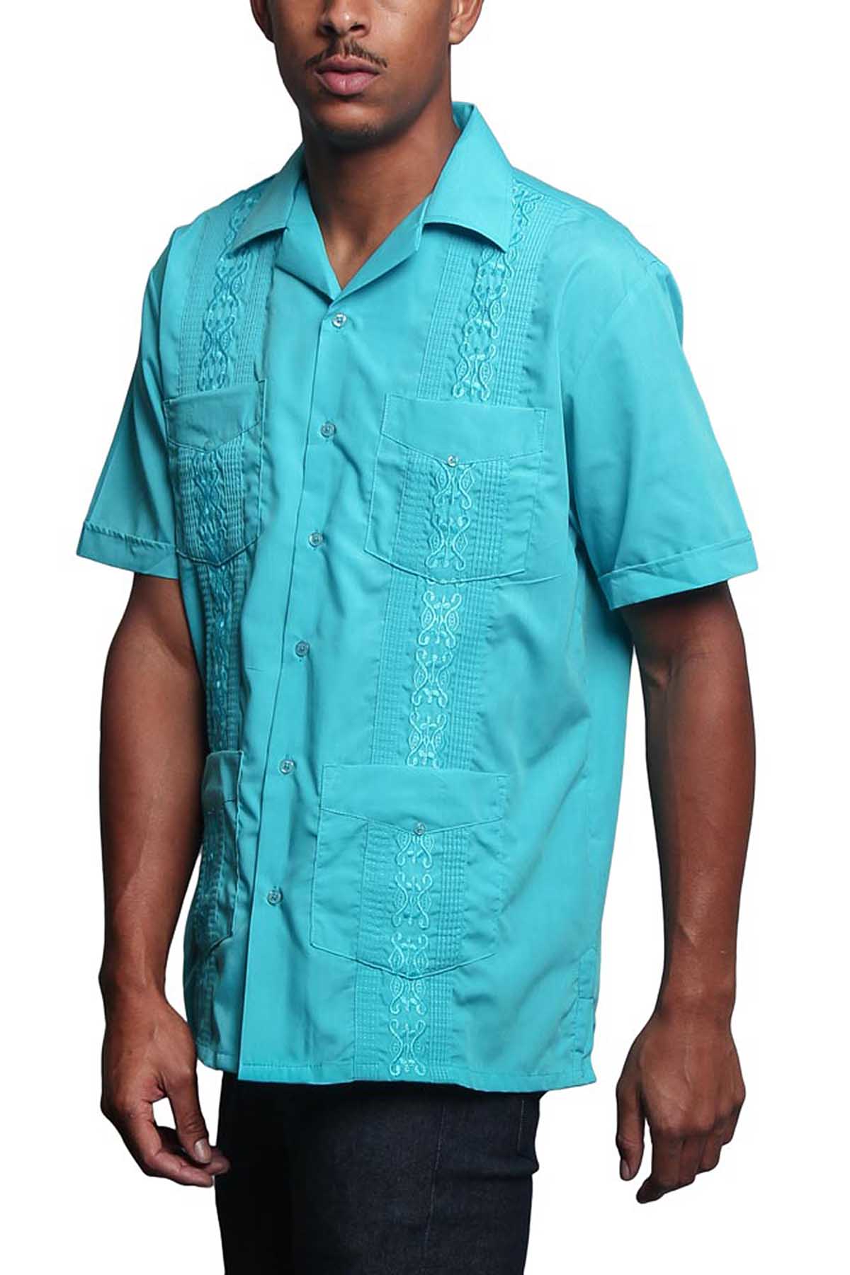 Guayabera Embroidered Pleated Cuban Shirt - Image 81