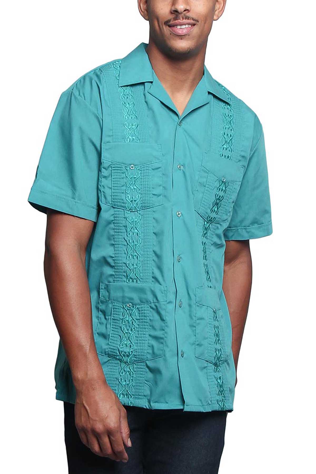 Guayabera Embroidered Pleated Cuban Shirt - Image 88