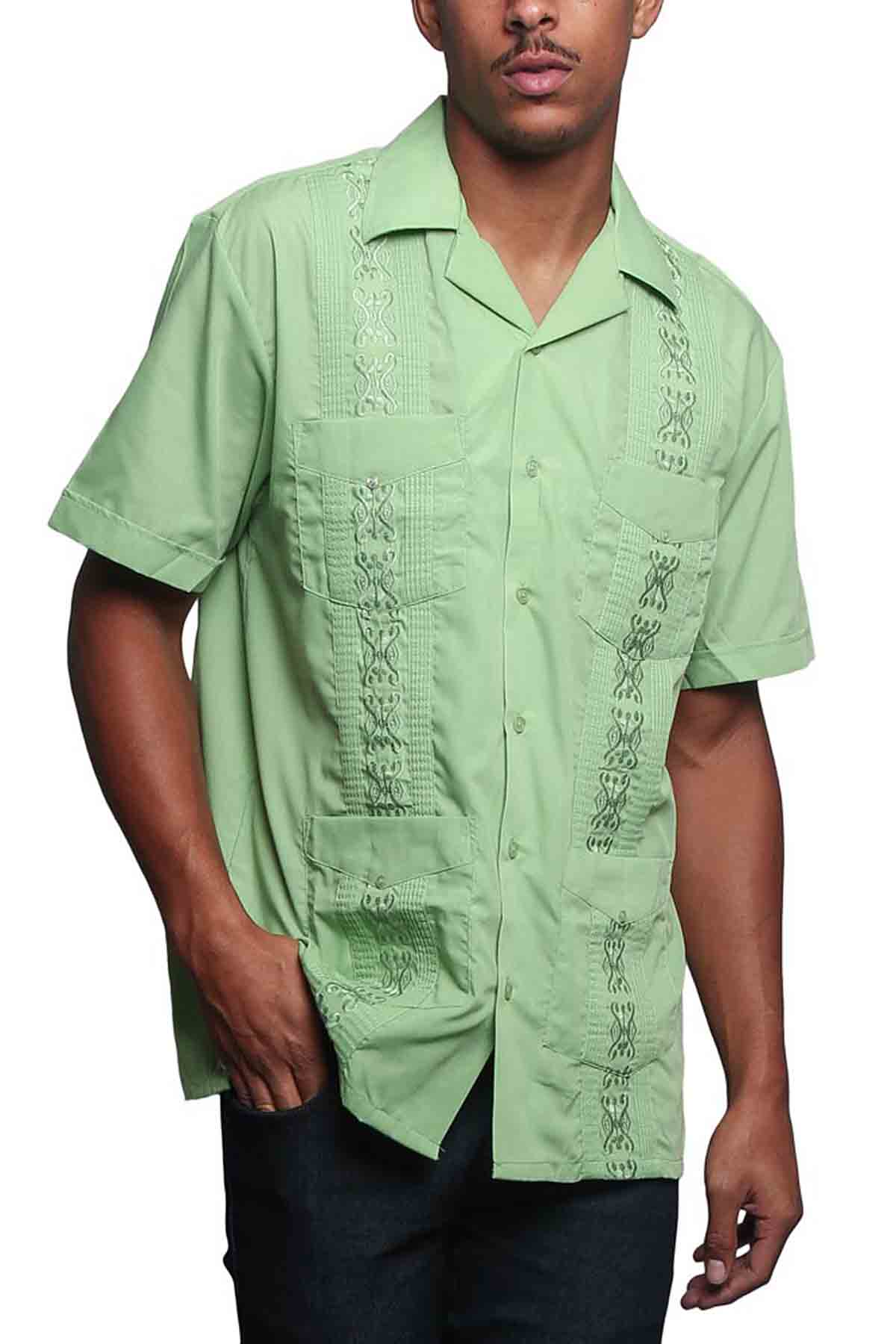 Guayabera Embroidered Pleated Cuban Shirt - Image 96