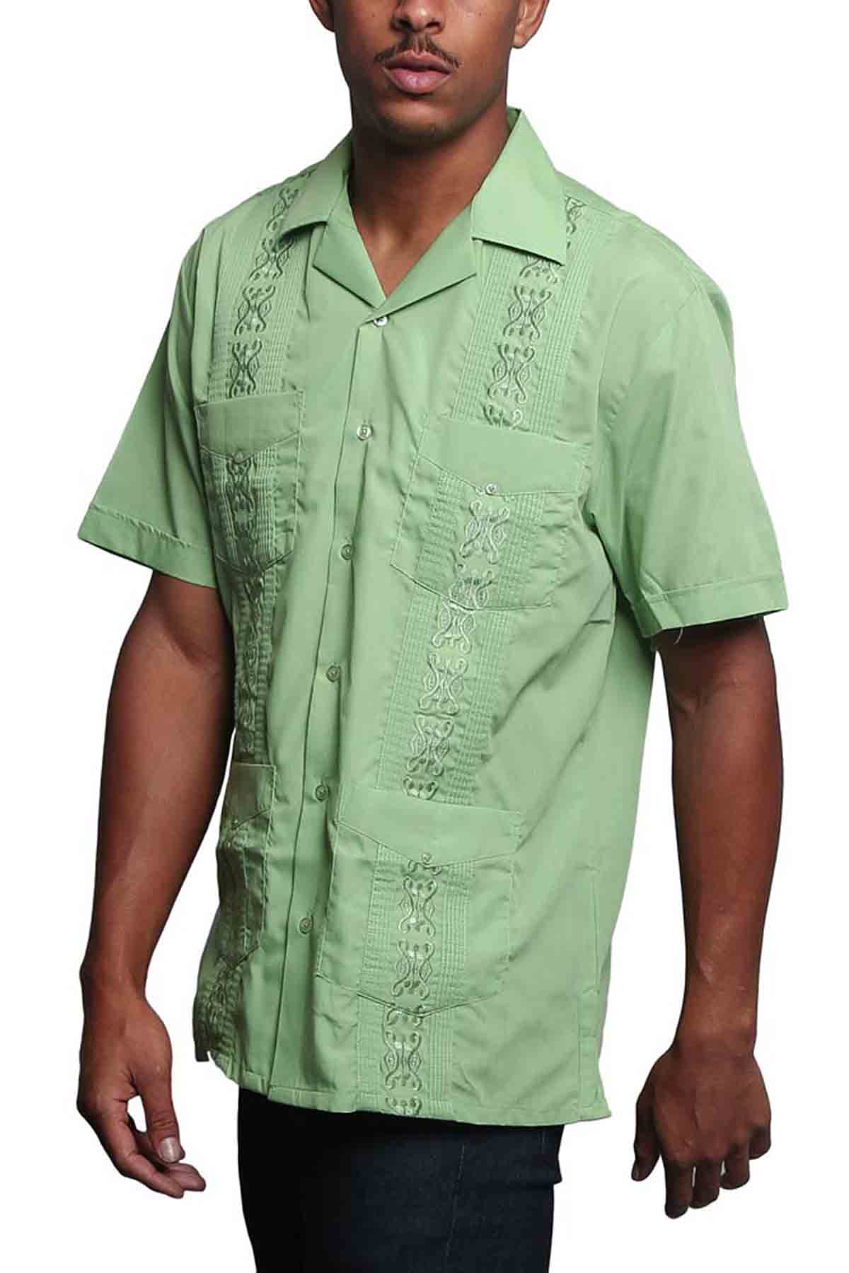 Guayabera Embroidered Pleated Cuban Shirt - Image 97