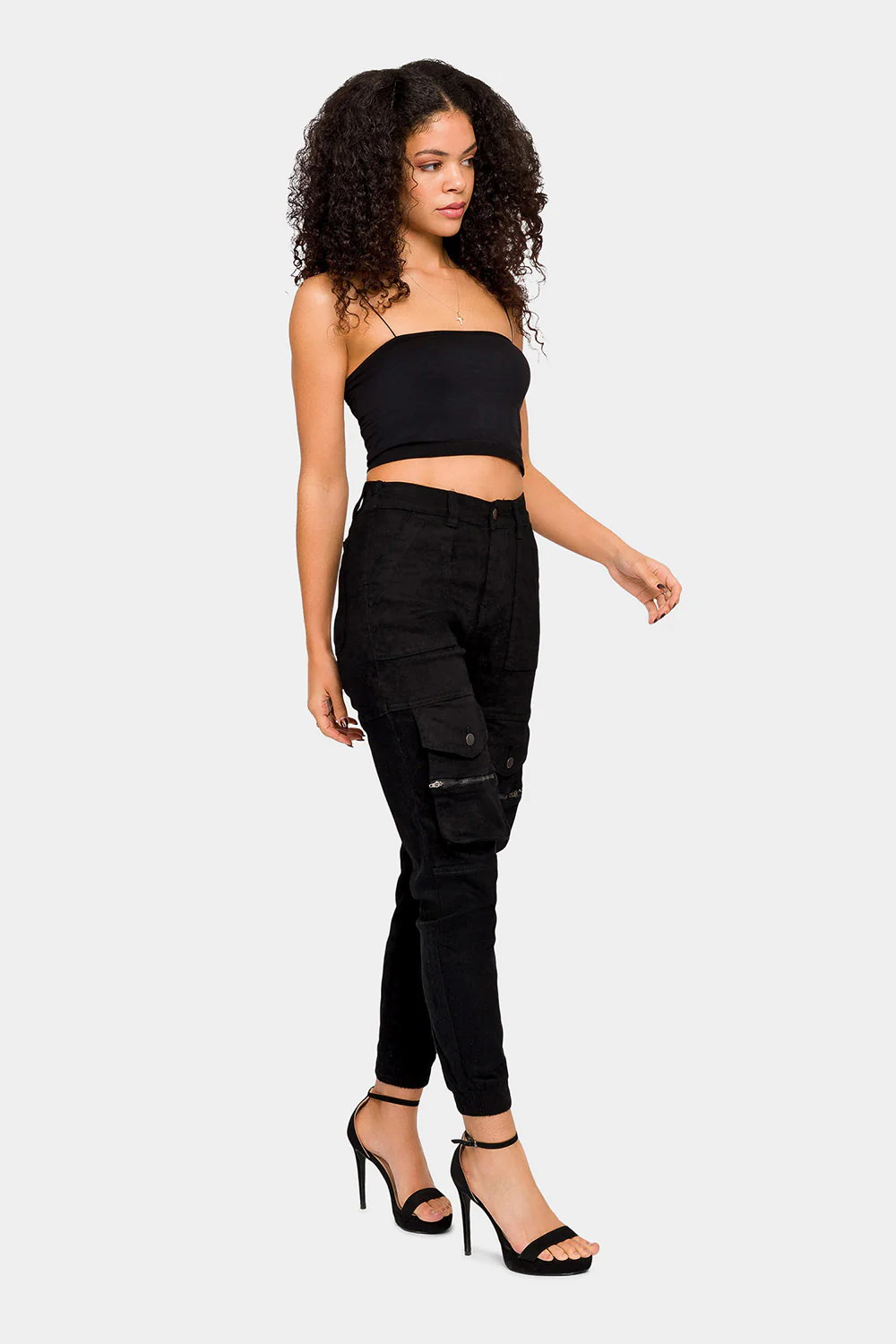 High Rise Cargo Denim Joggers - Image 12