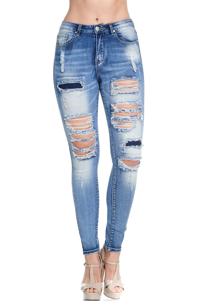 High-Rise Destroyed Skinny Jeans - Image 4