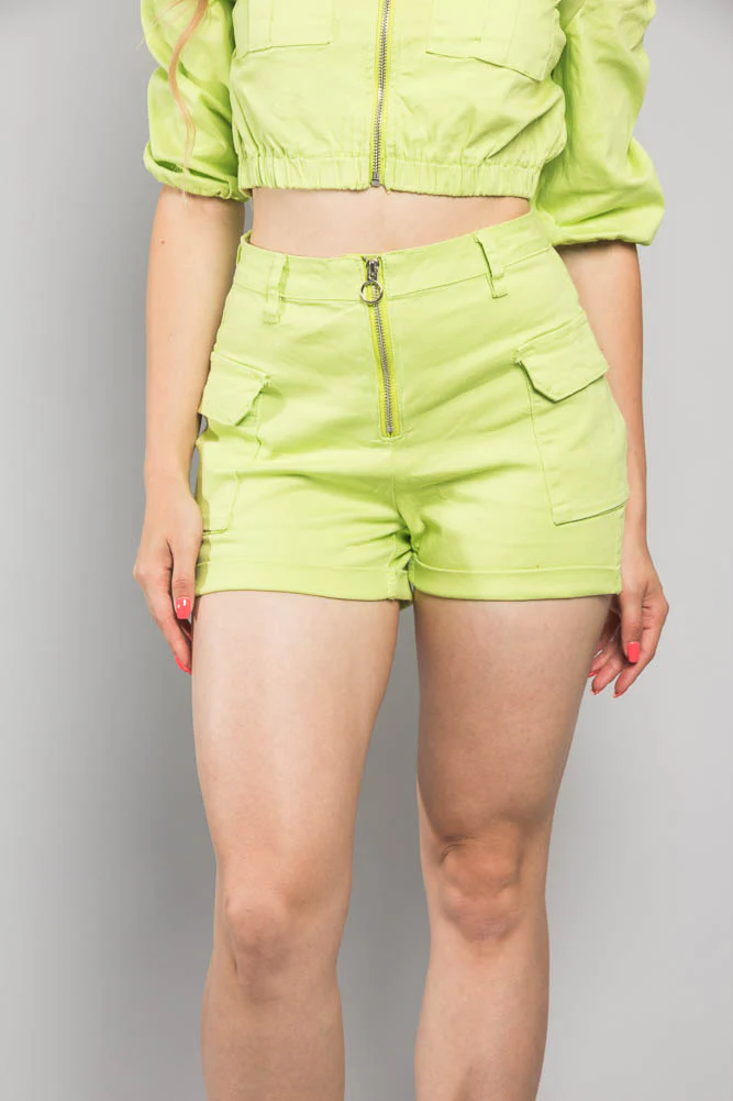 High Rise Neon Cargo Shorts - Image 6