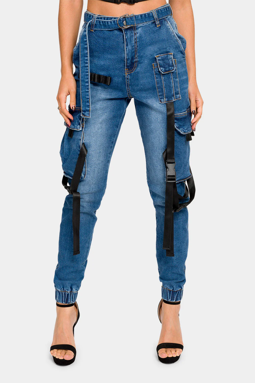 High Rise Utility Denim Joggers - Image 2