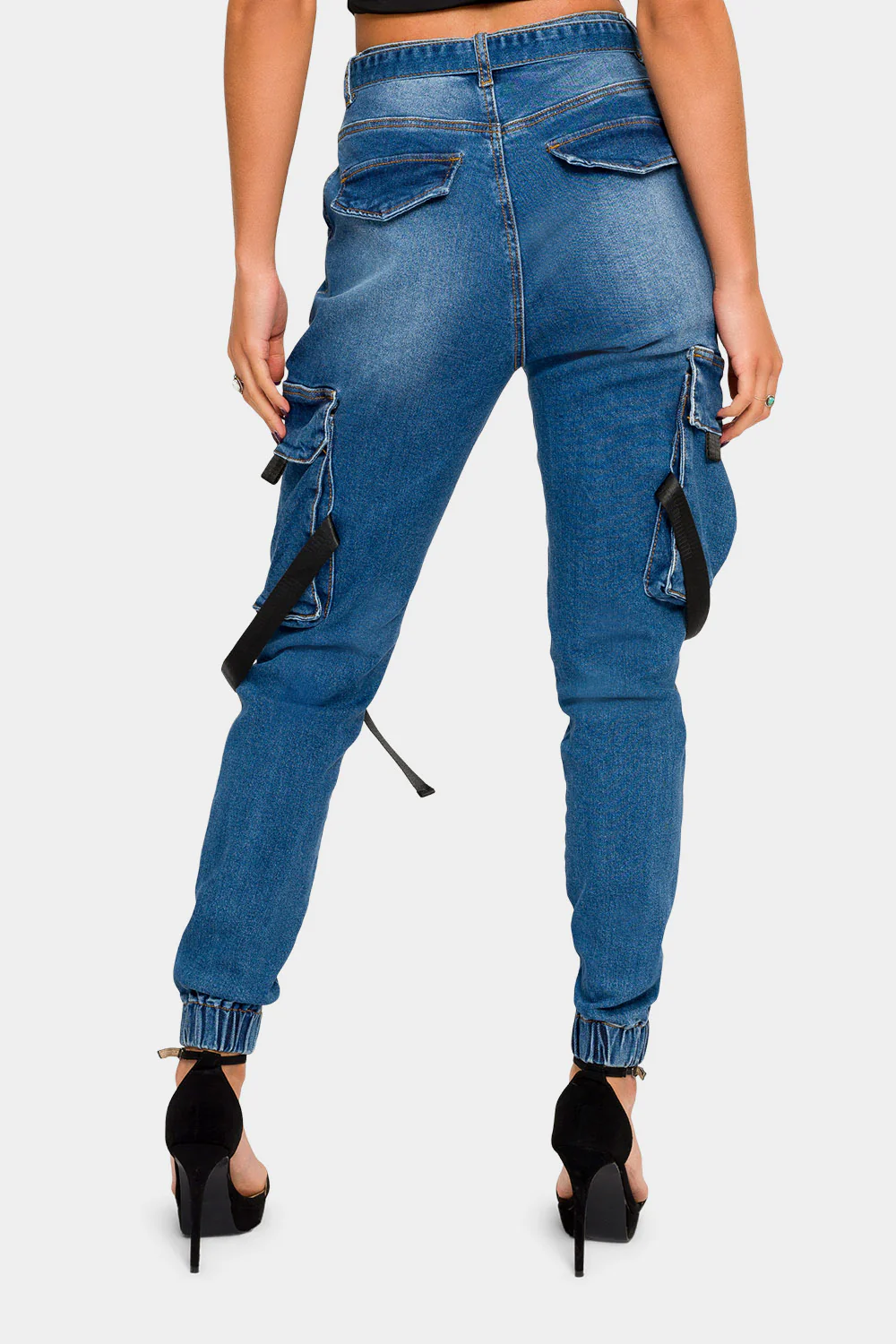 High Rise Utility Denim Joggers - Image 4