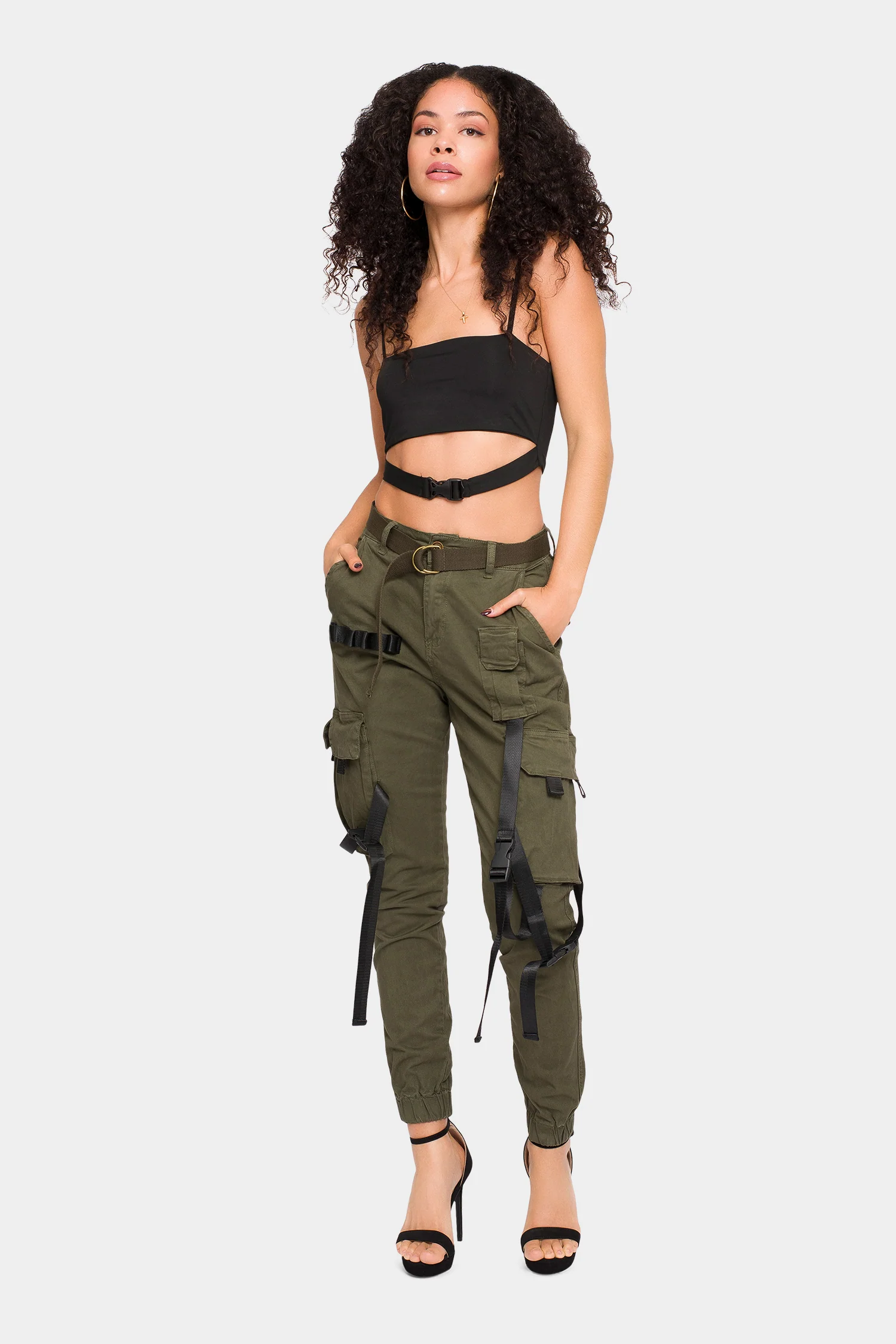 High Rise Utility Strap Cargo Joggers - Image 10