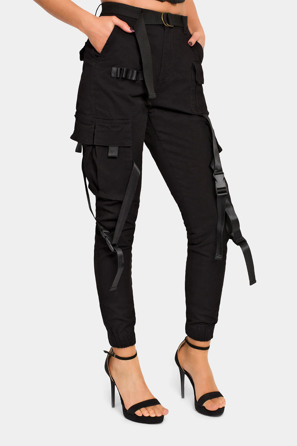 High Rise Utility Strap Cargo Joggers - Image 14