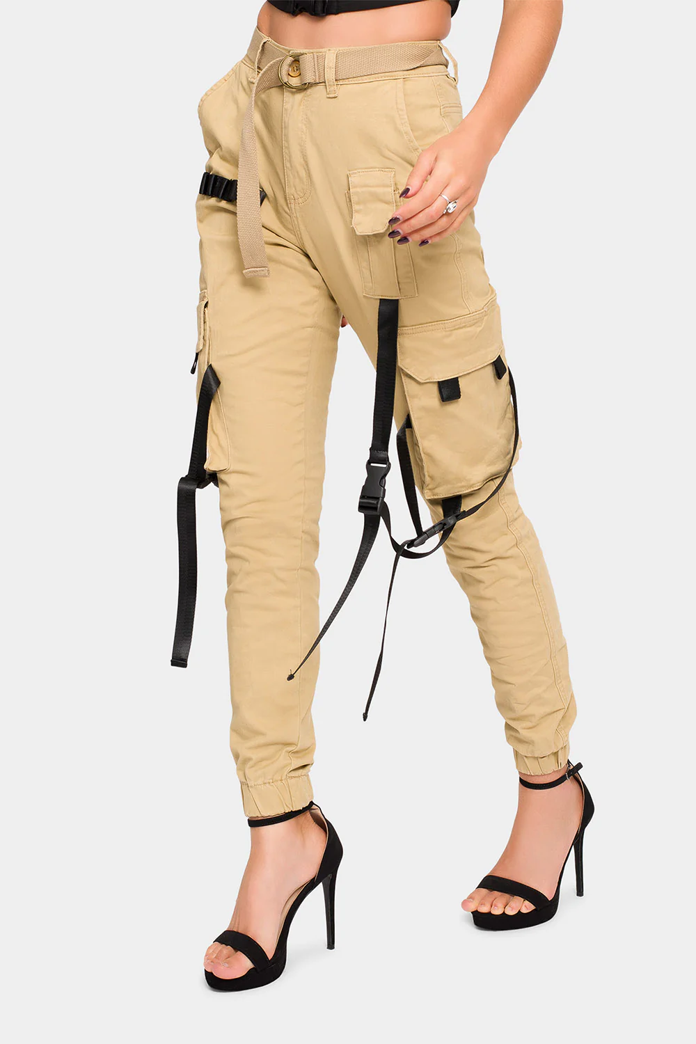 High Rise Utility Strap Cargo Joggers - Image 2