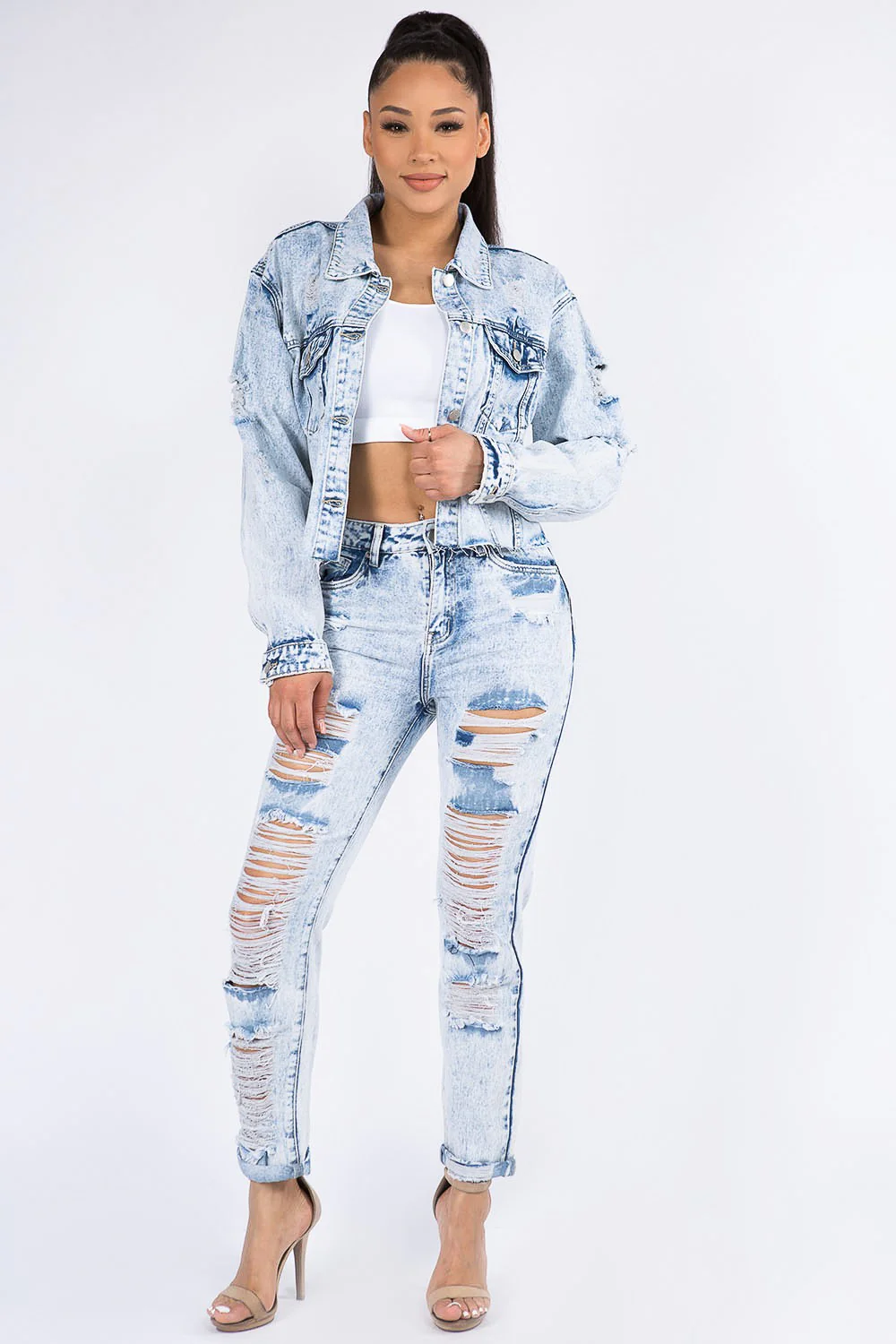 High Waist Acid Wash Mom Jeans - Image 10