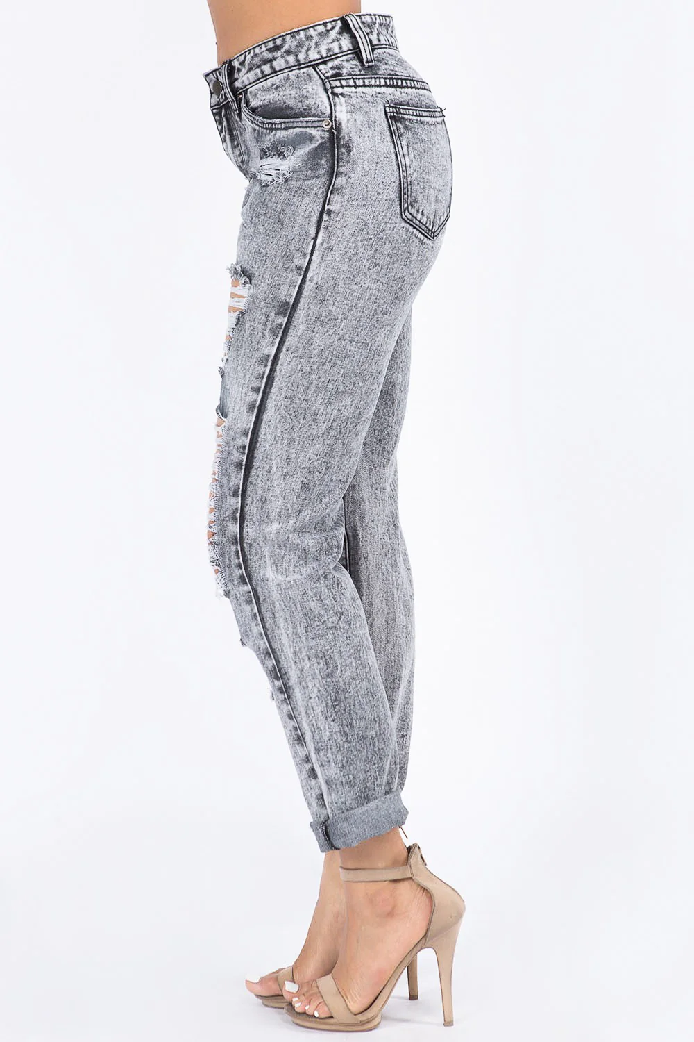 High Waist Acid Wash Mom Jeans - Image 2