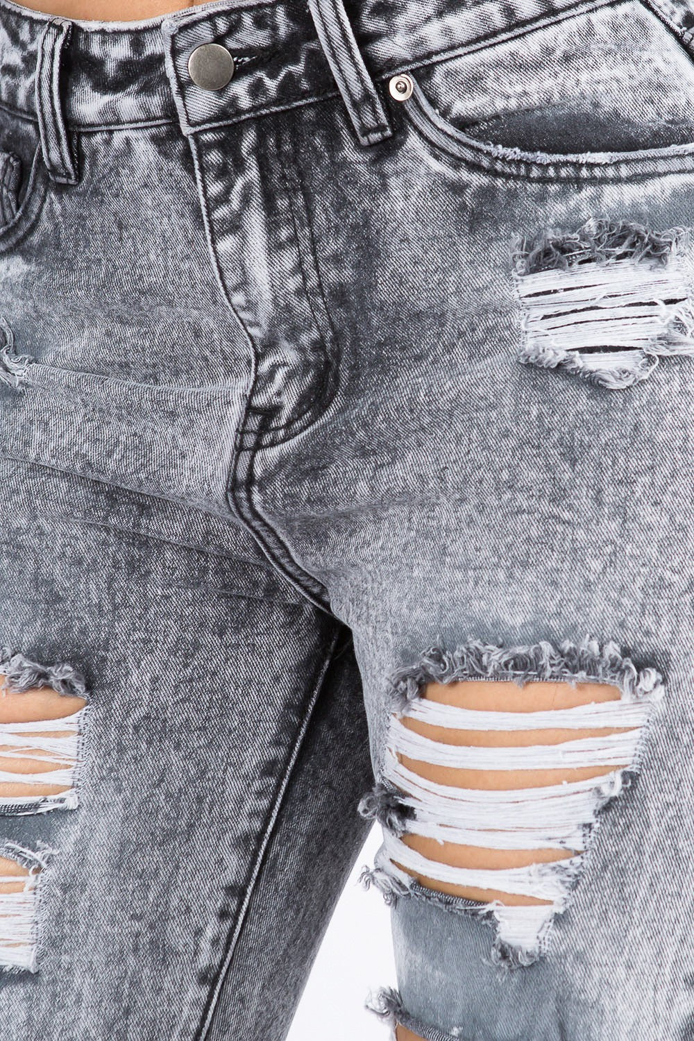 High Waist Acid Wash Mom Jeans - Image 4