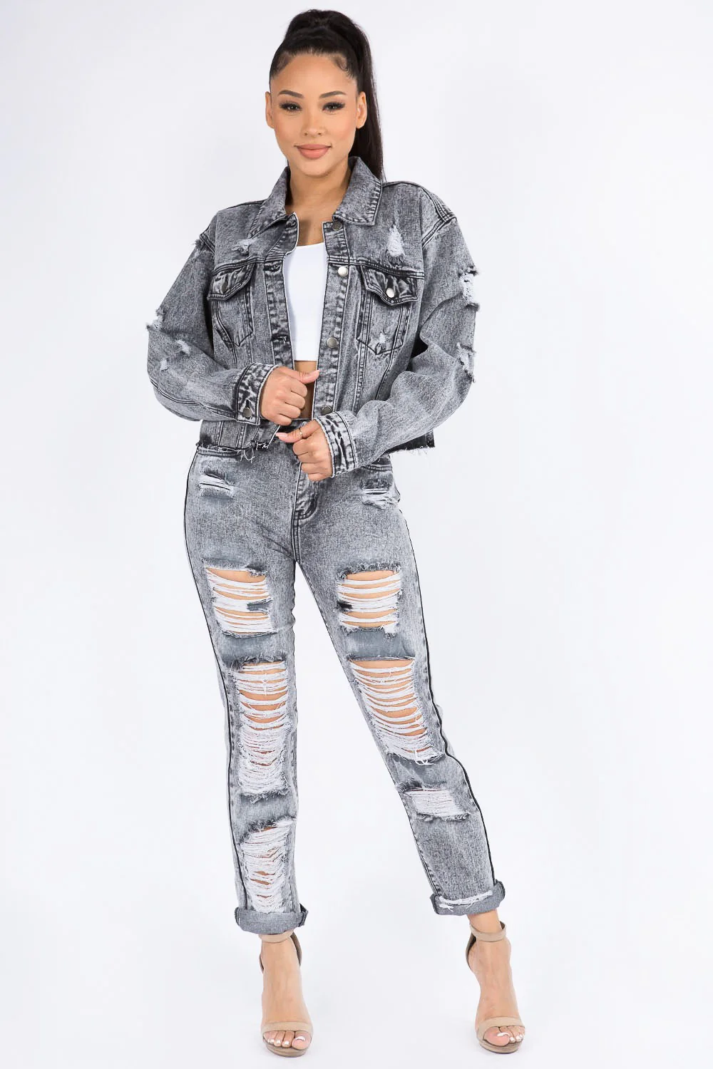 High Waist Acid Wash Mom Jeans - Image 5
