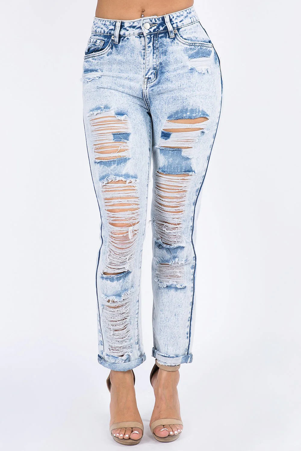 High Waist Acid Wash Mom Jeans - Image 6