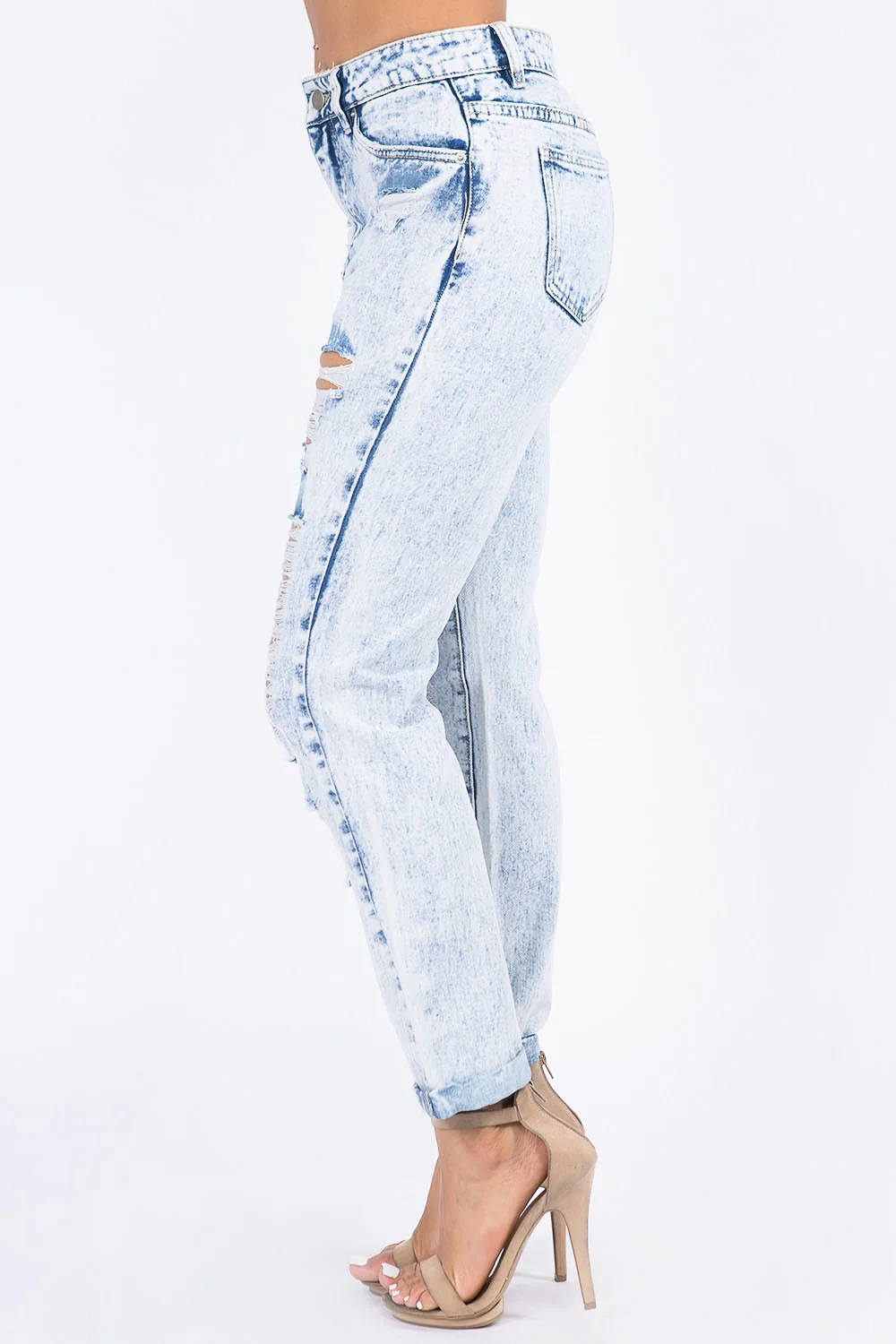 High Waist Acid Wash Mom Jeans - Image 7