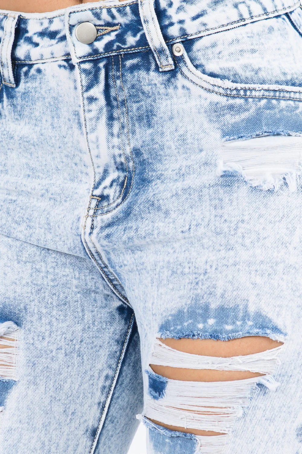 High Waist Acid Wash Mom Jeans - Image 9