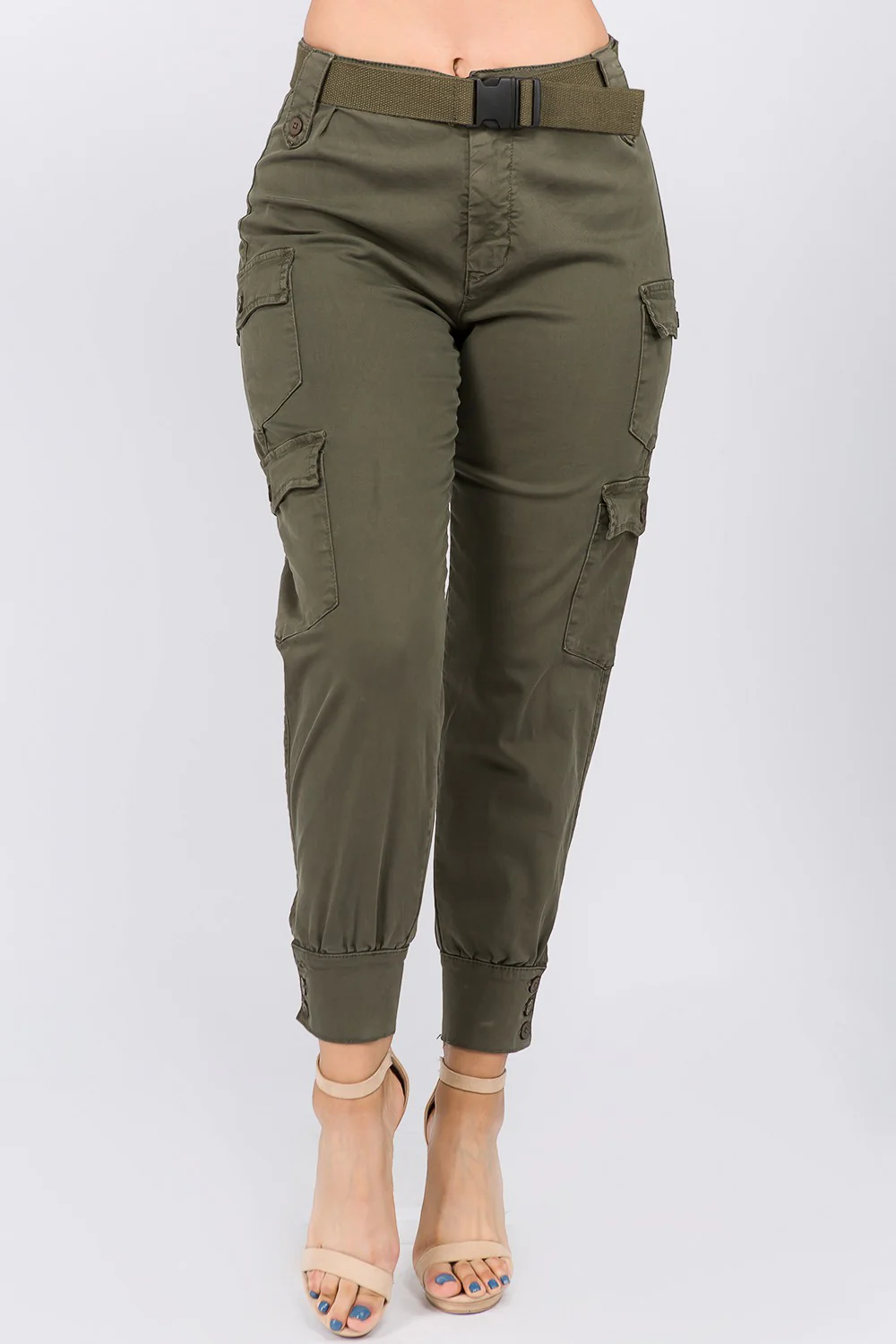 High Waist Cargo Pants with Belt - Image 16