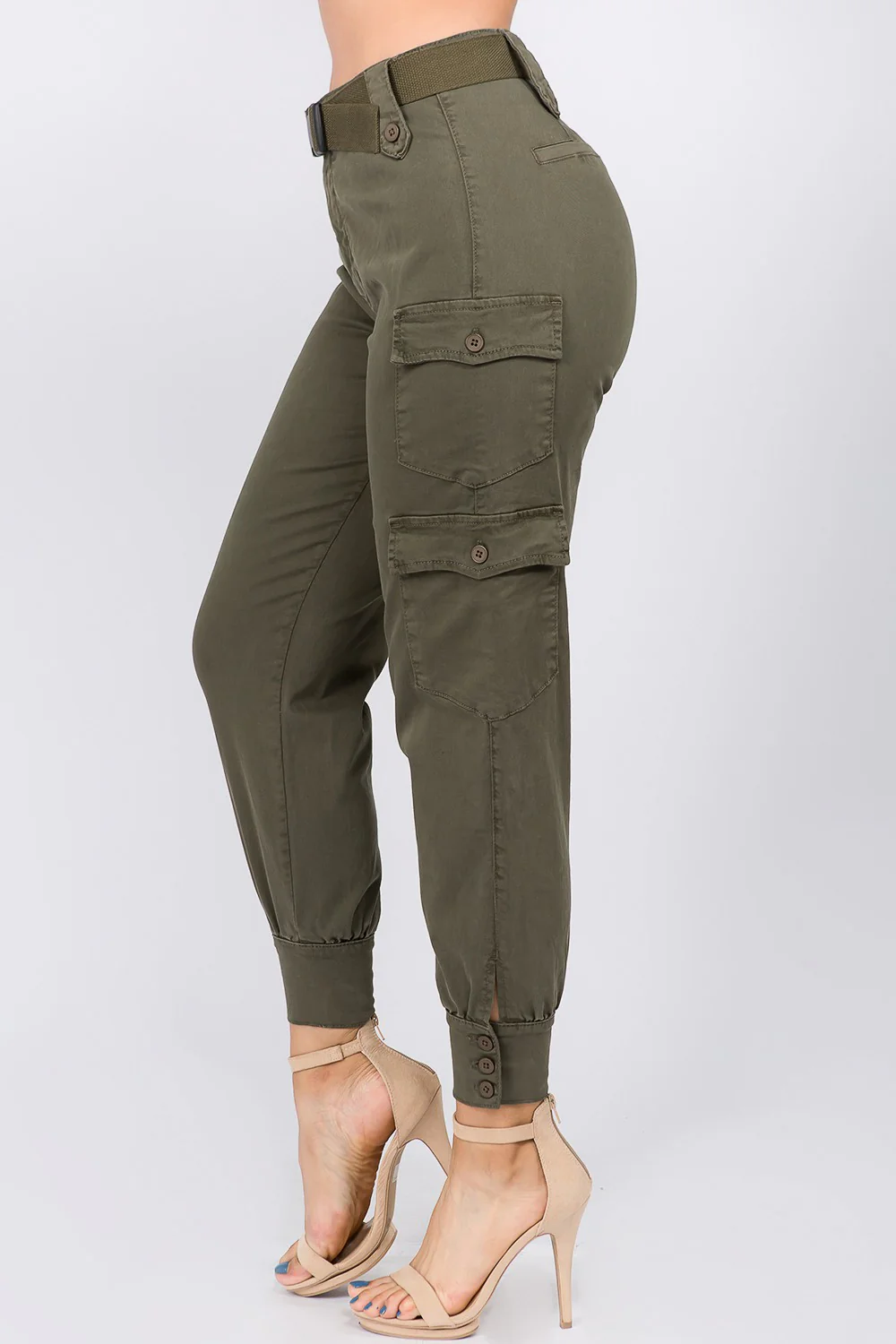 High Waist Cargo Pants with Belt - Image 17